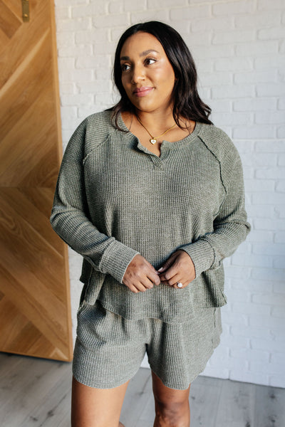 Set Process Mineral Wash Waffle Knit Set in Olive Southern Soul Collectives