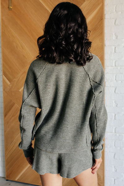 Set Process Mineral Wash Waffle Knit Set in Olive Southern Soul Collectives