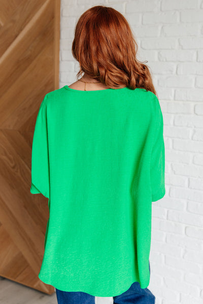 Set the Expectation V-Neck Top in Green