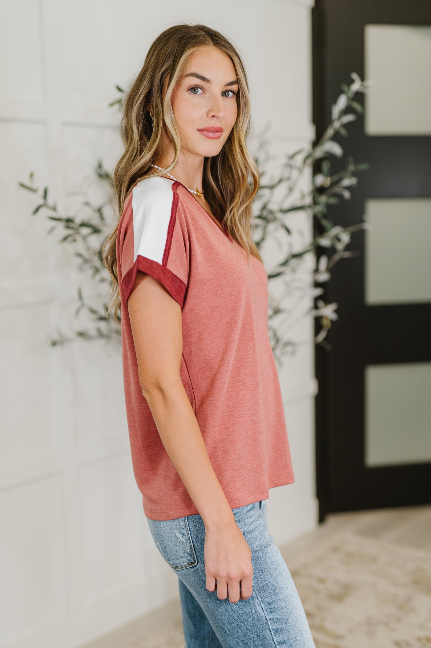 Sew Into You V-Neck Top in Light Rust