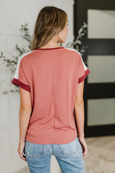 Sew Into You V-Neck Top in Light Rust