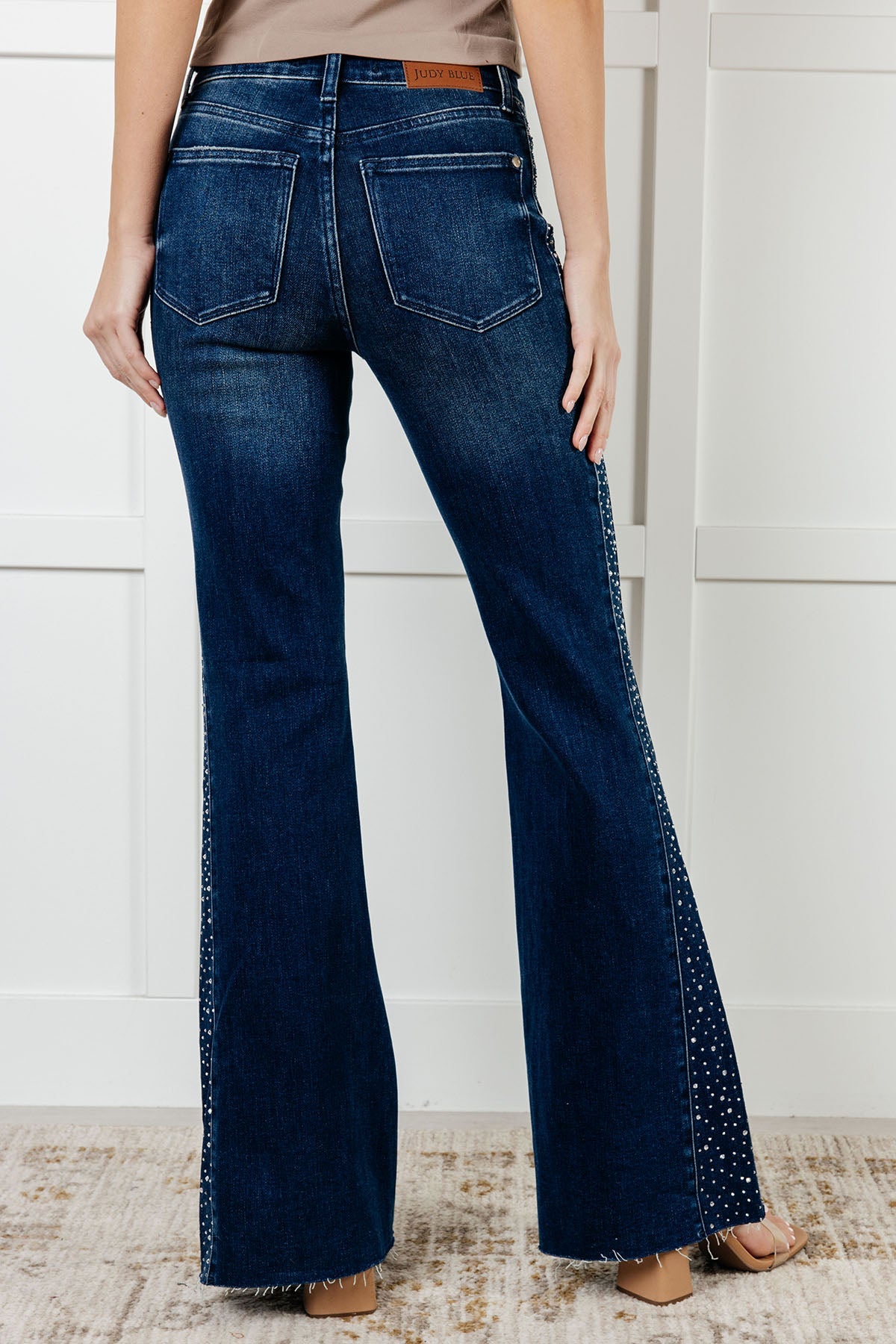 Shannon Mid Rise Rhinestone Detail Flare Jeans Southern Soul Collectives