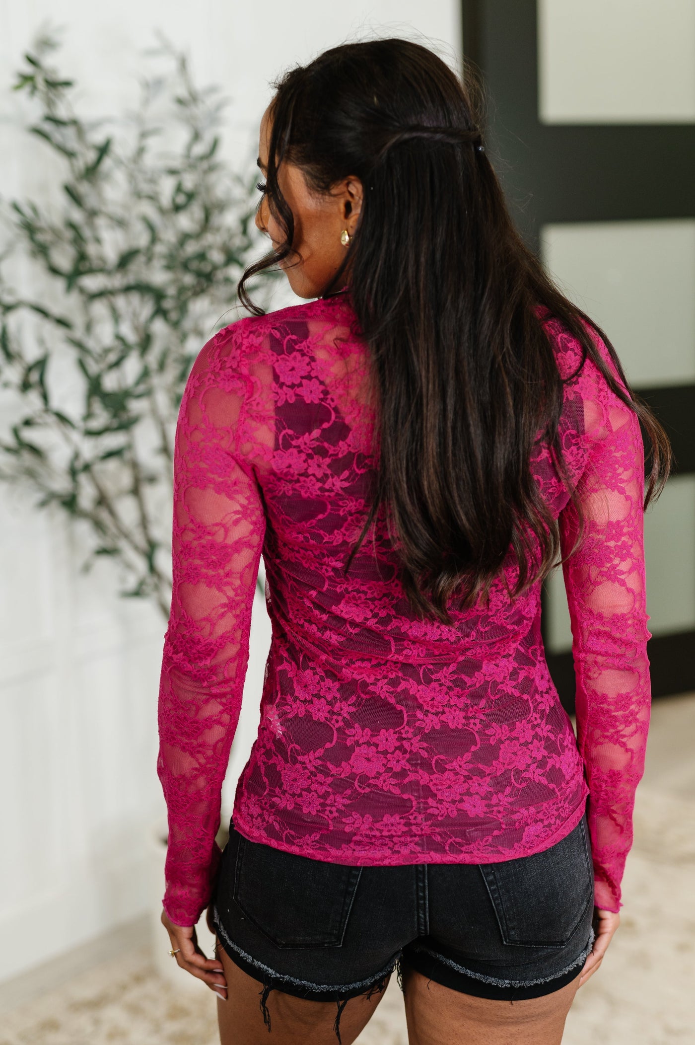 Sheer Intentions Lace Layering Top Fuchsia Southern Soul Collectives