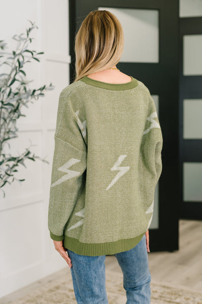 Shock Value V-Neck Sweater in Olive Southern Soul Collectives