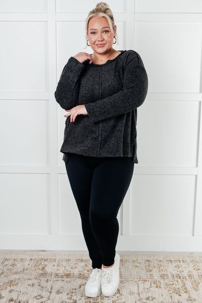 Simple Silhouette Brushed Hacci Sweater in Black Southern Soul Collectives