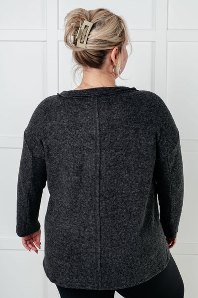 Simple Silhouette Brushed Hacci Sweater in Black Southern Soul Collectives