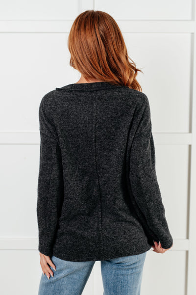 Simple Silhouette Brushed Hacci Sweater in Black Southern Soul Collectives