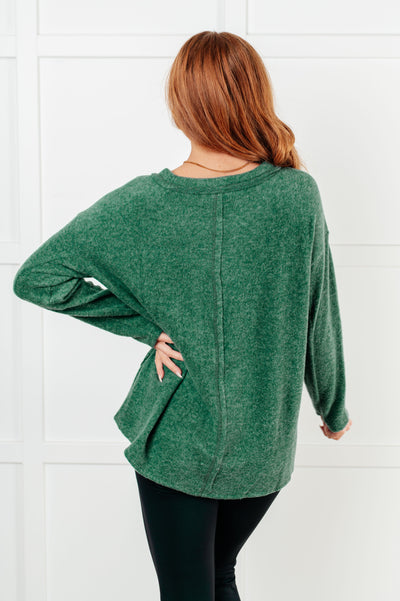 Simple Silhouette Brushed Hacci Sweater in Dark Green Southern Soul Collectives