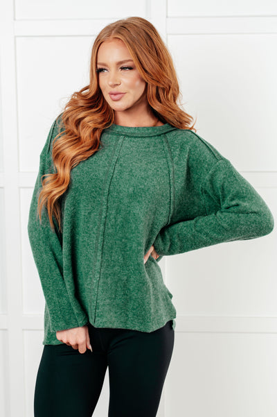 Simple Silhouette Brushed Hacci Sweater in Dark Green Southern Soul Collectives