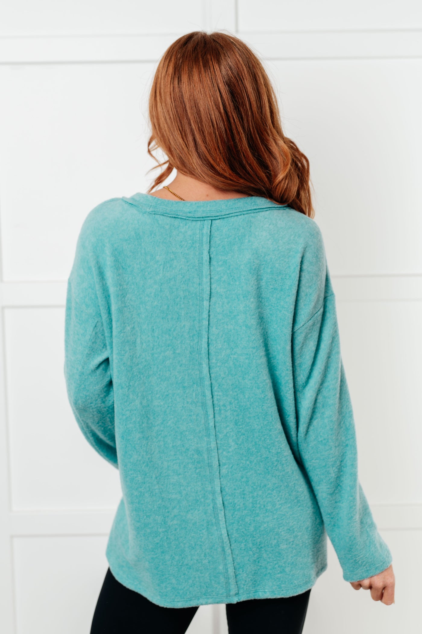 Simple Silhouette Brushed Hacci Sweater in Dusty Teal Southern Soul Collectives