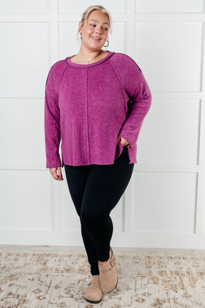 Simple Silhouette Brushed Hacci Sweater in Light Plum Southern Soul Collectives