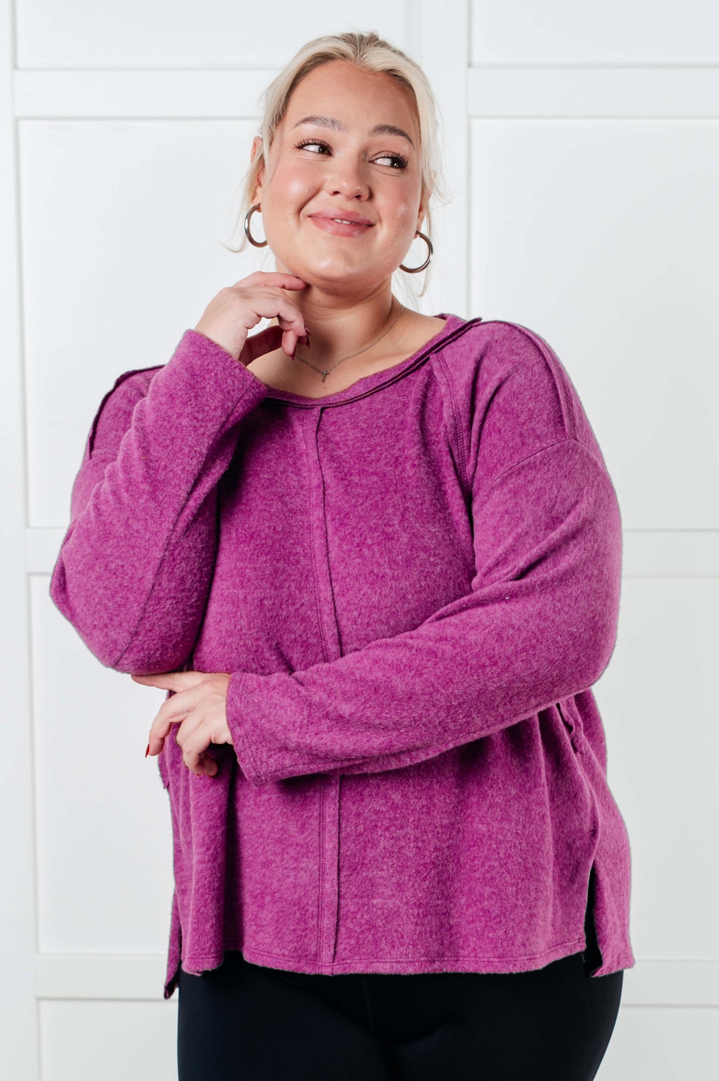 Simple Silhouette Brushed Hacci Sweater in Light Plum Southern Soul Collectives