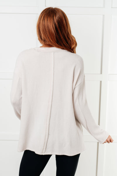 Simple Silhouette Brushed Hacci Sweater in Sand Beige Southern Soul Collectives