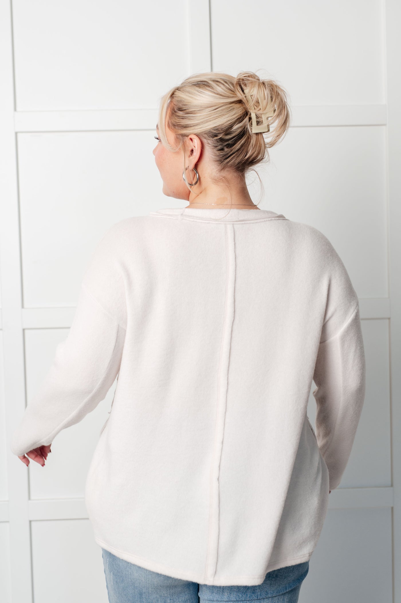 Simple Silhouette Brushed Hacci Sweater in Sand Beige Southern Soul Collectives