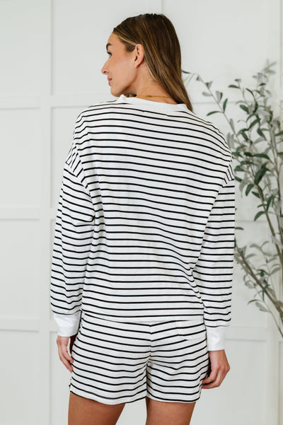 Situationally Sound Striped Long Sleeve Top and Shorts Set Southern Soul Collectives