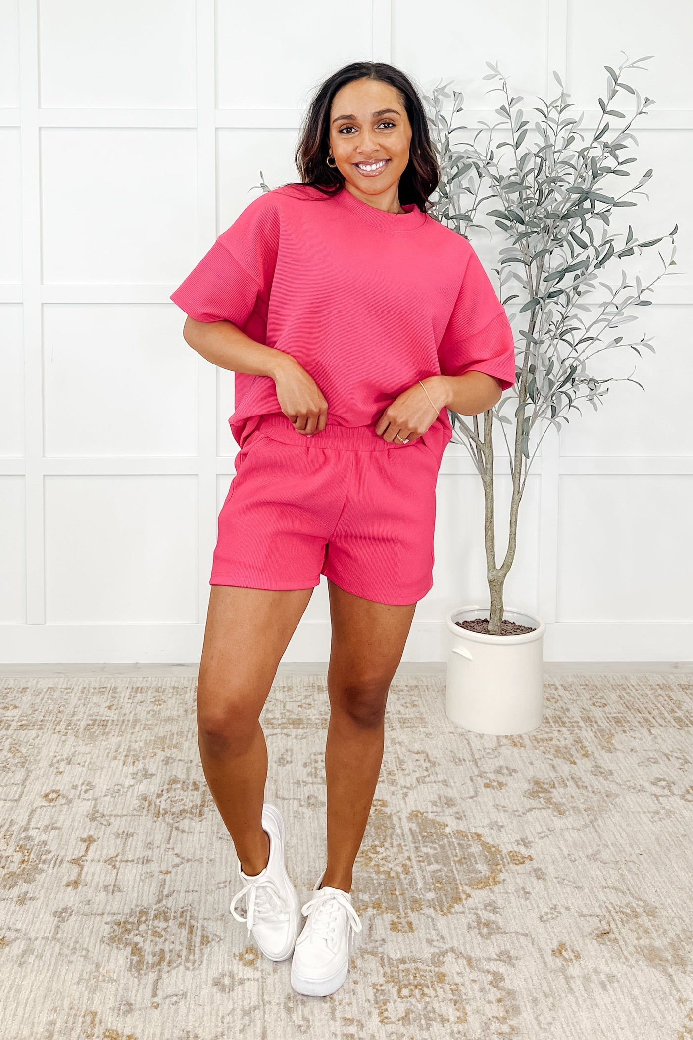 Slow Sunday Ribbed Knit Set in Hot Pink Southern Soul Collectives