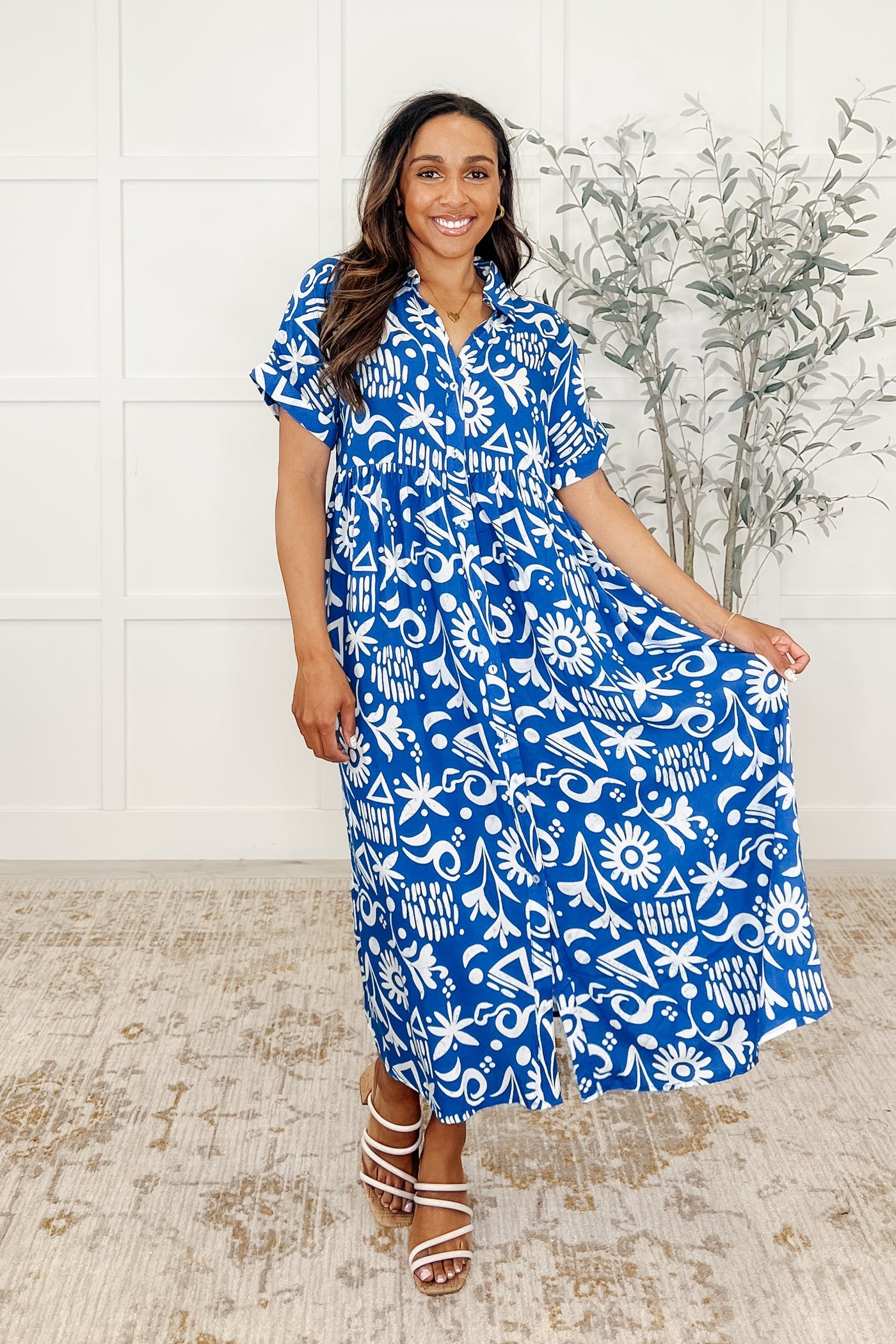 Soft Sonata V-Neck Dress in Blue Southern Soul Collectives