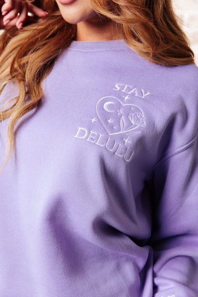 Stay Delulu Scuba Sweatshirt Periwinkle Southern Soul Collectives