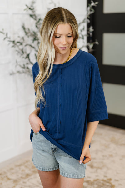 Stay On Top Relaxed Tee in Light Navy Southern Soul Collectives