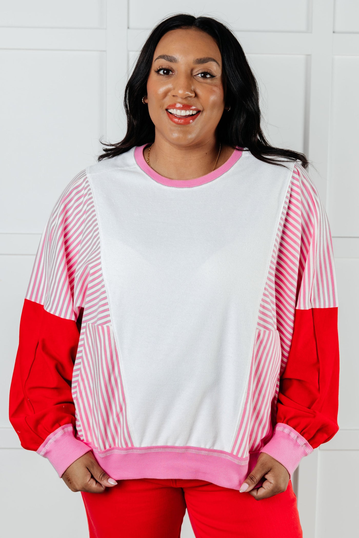 Stripes on My Sleeves Color Block Pullover Southern Soul Collectives