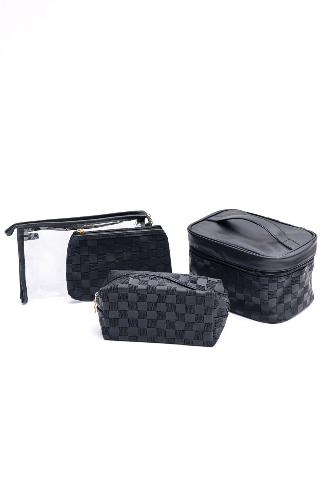 Subtly Checked Cosmetic Bags set of 4 in Black Southern Soul Collectives