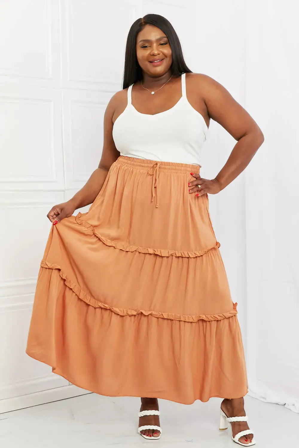 Summer Days Ruffled Maxi Skirt in Butter Orange  Southern Soul Collectives