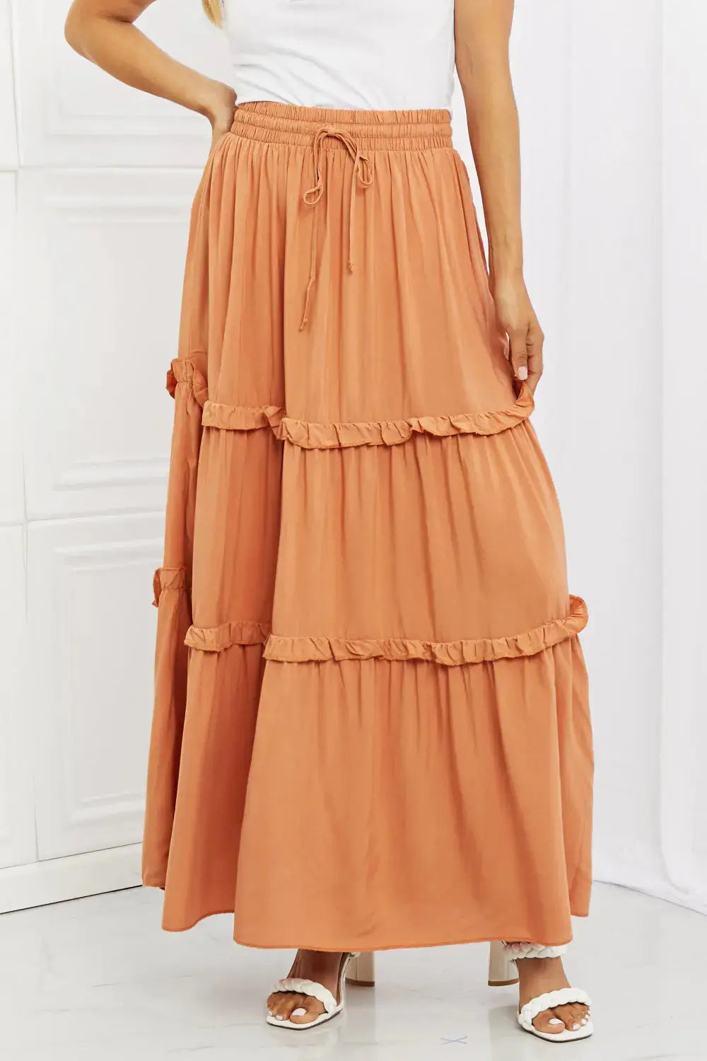 Summer Days Ruffled Maxi Skirt in Butter Orange  Southern Soul Collectives