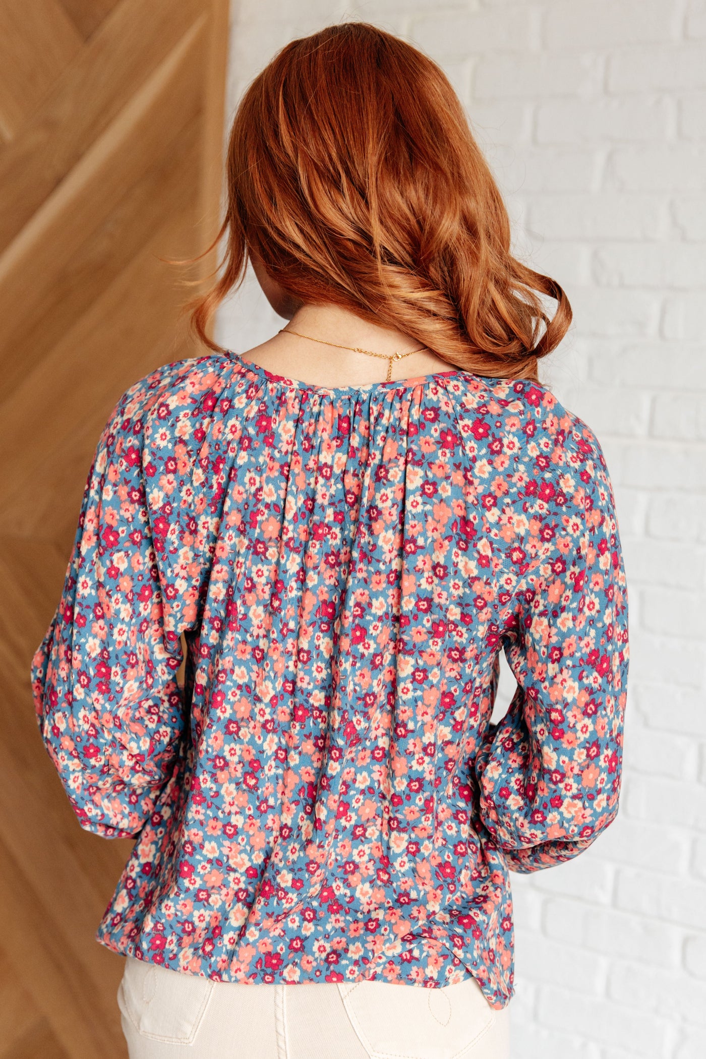 Sunday Brunch Blouse in Denim Floral Southern Soul Collectives