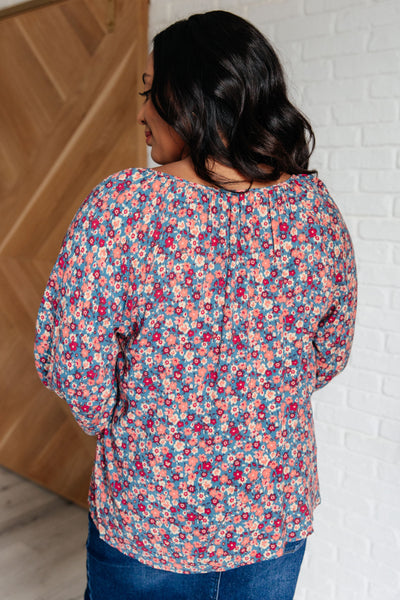 Sunday Brunch Blouse in Denim Floral Southern Soul Collectives