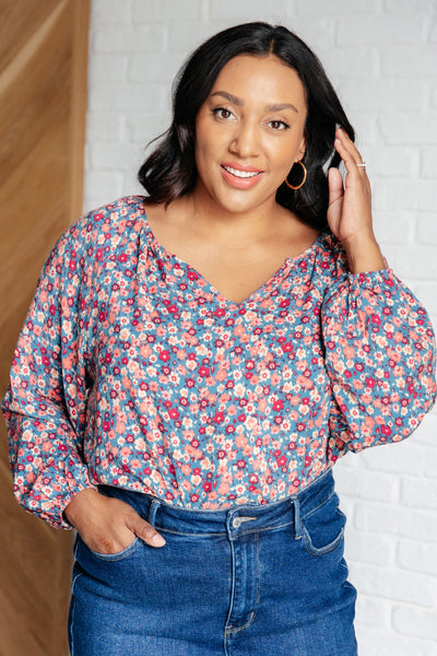 Sunday Brunch Blouse in Denim Floral Southern Soul Collectives