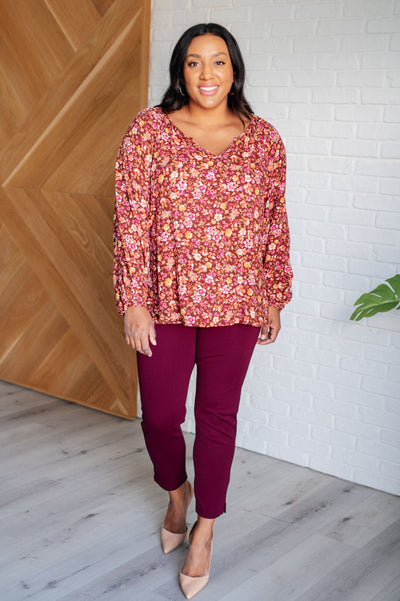 Sunday Brunch Blouse in Rust Floral Southern Soul Collectives