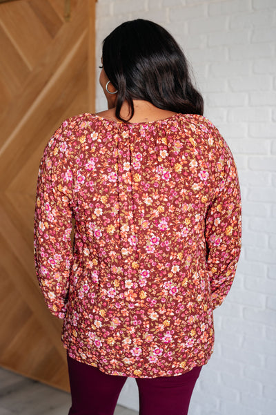 Sunday Brunch Blouse in Rust Floral Southern Soul Collectives