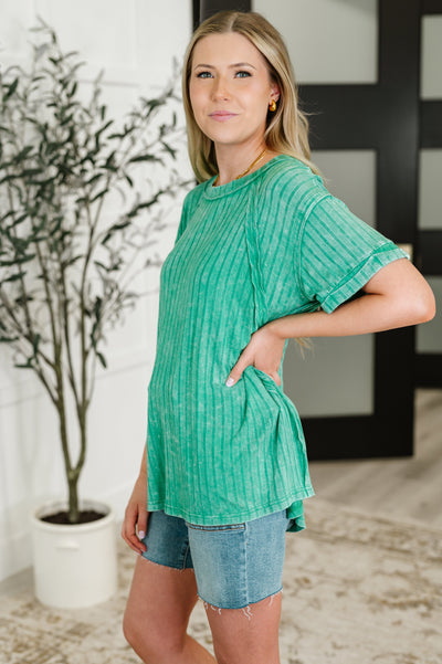 Sunday's Bestie Mineral Wash Top in Kelly Green