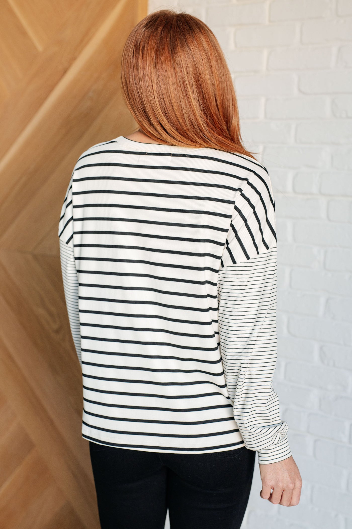 Super Clever Patchwork Striped Top in Ivory Southern Soul Collectives