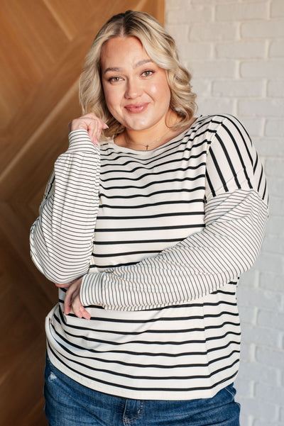 Super Clever Patchwork Striped Top in Ivory Southern Soul Collectives