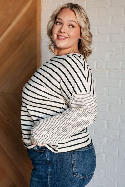 Super Clever Patchwork Striped Top in Ivory Southern Soul Collectives