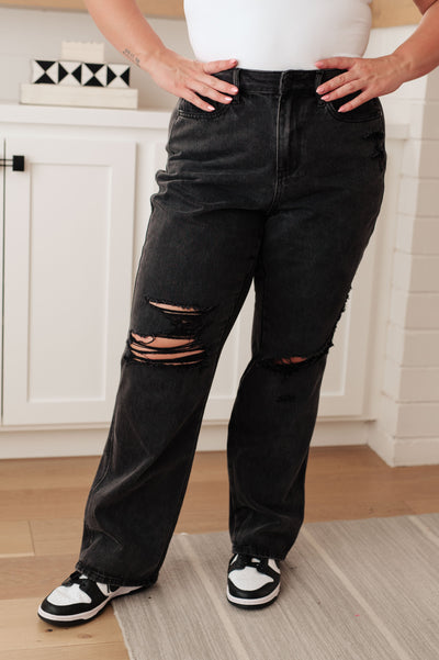 Judy Blue Susannah High Rise Rigid Magic 90's Distressed Straight Jeans in Black - Southern Soul Collectives