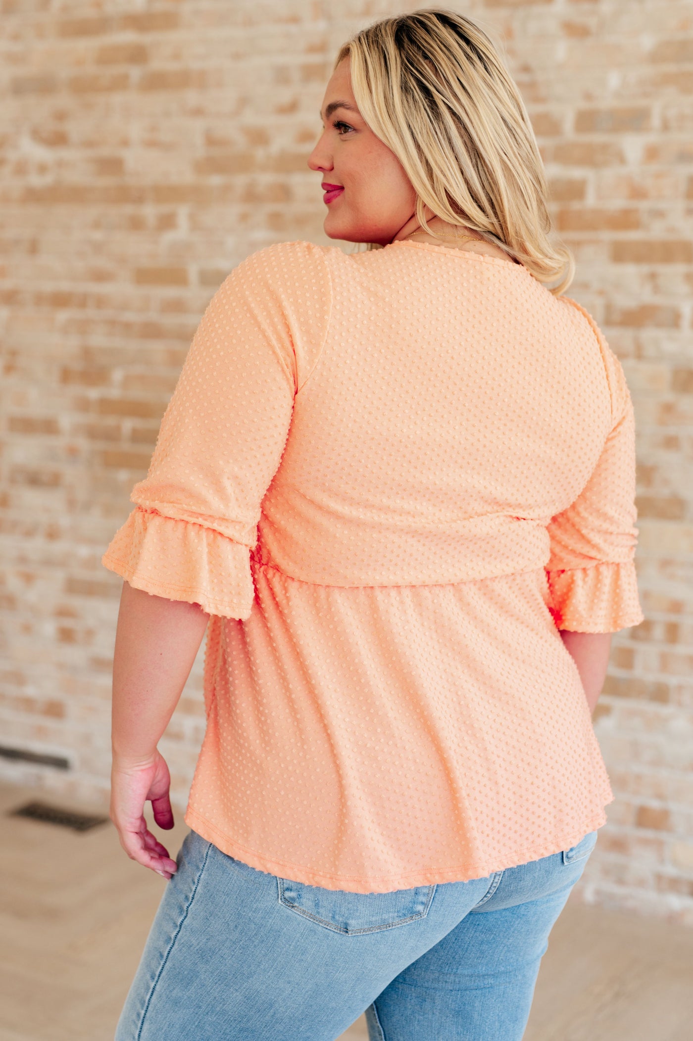 Peachy Keen Sweet Sherbet Swiss Dot Top