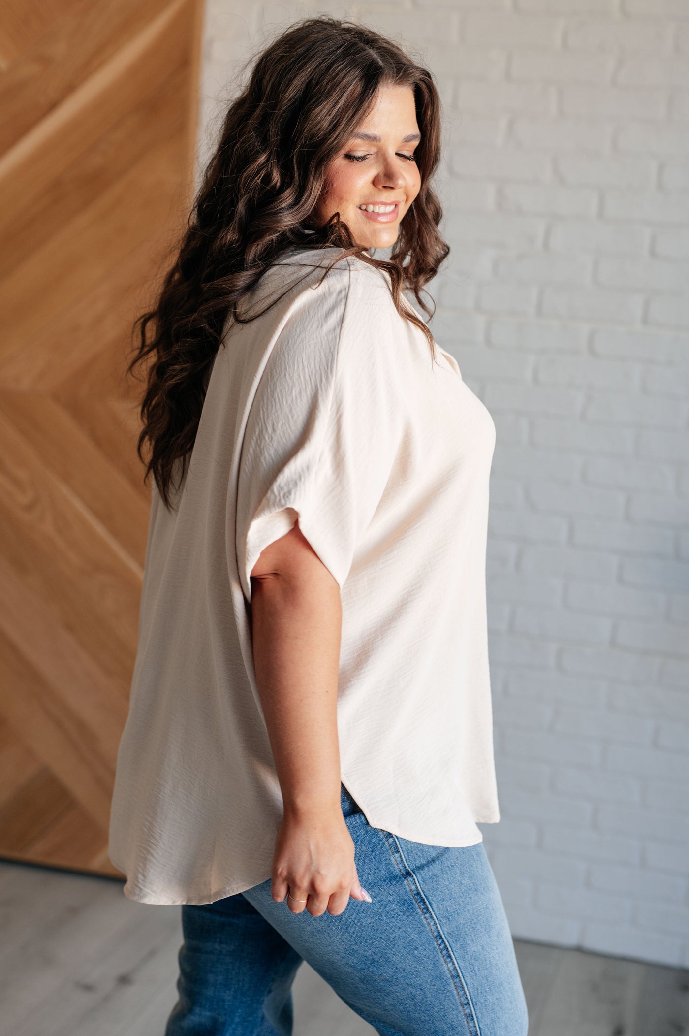 Sweet Simplicity Button Down Blouse in Oatmeal Southern Soul Collectives