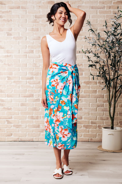 Take Me Outside Wrap Around Skirt in Blue Southern Soul Collectives