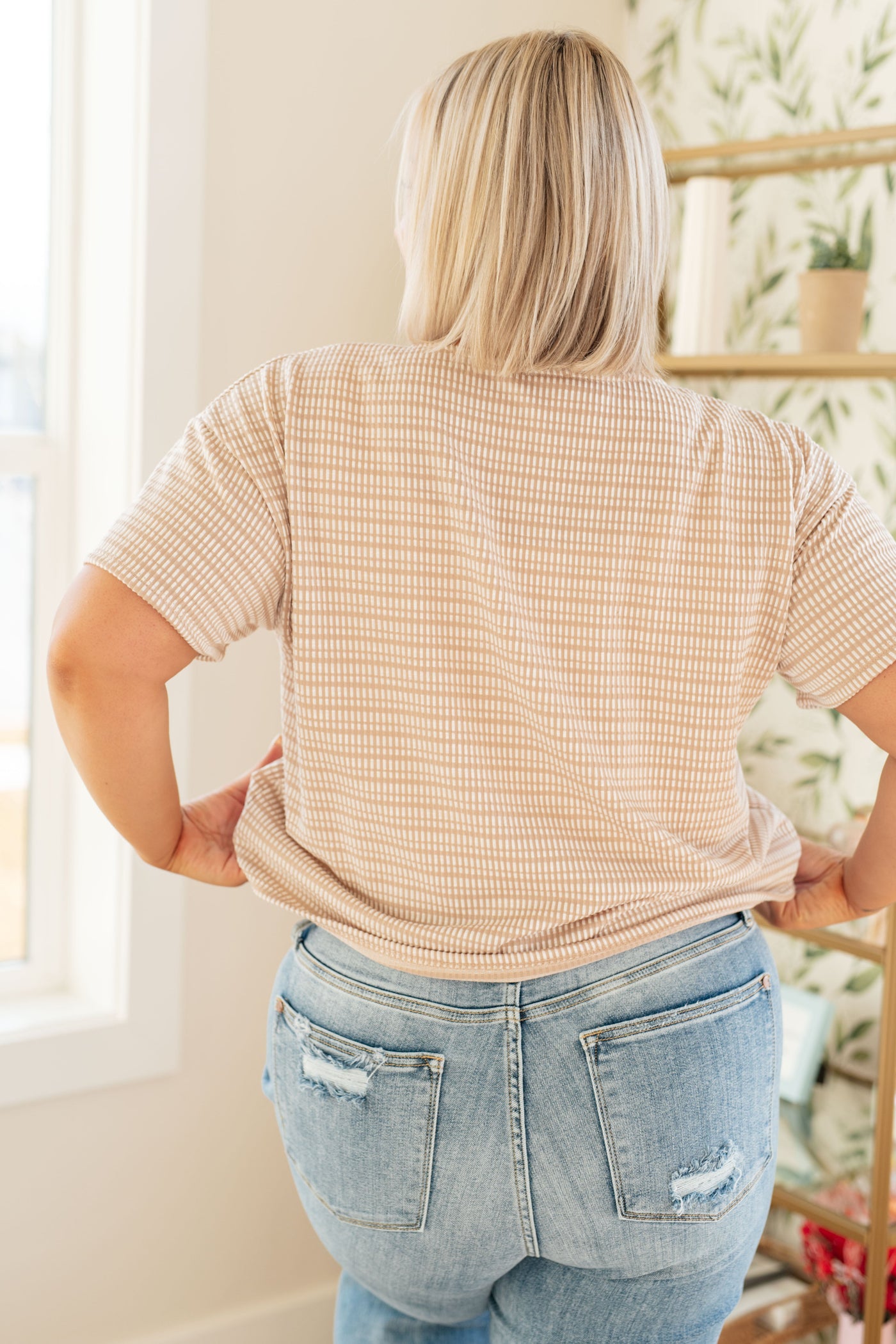 Textured Boxy Top in Taupe Womens Southern Soul Collectives