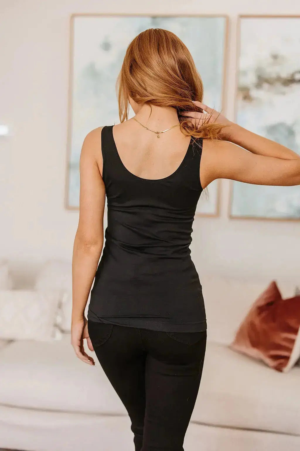 The Basics Reversible Longline Tank in Black Womens Southern Soul Collectives