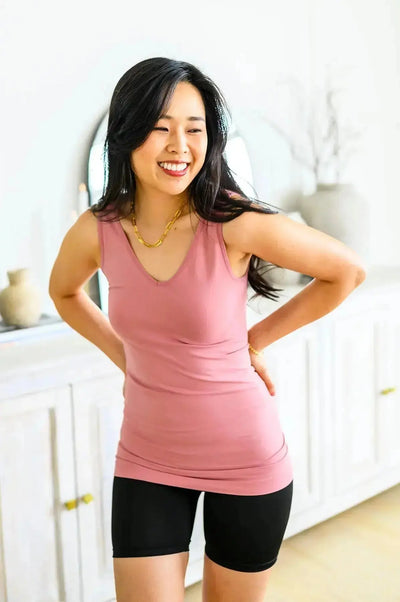 The Basics Reversible Longline Tank in Dusty Rose Womens Southern Soul Collectives