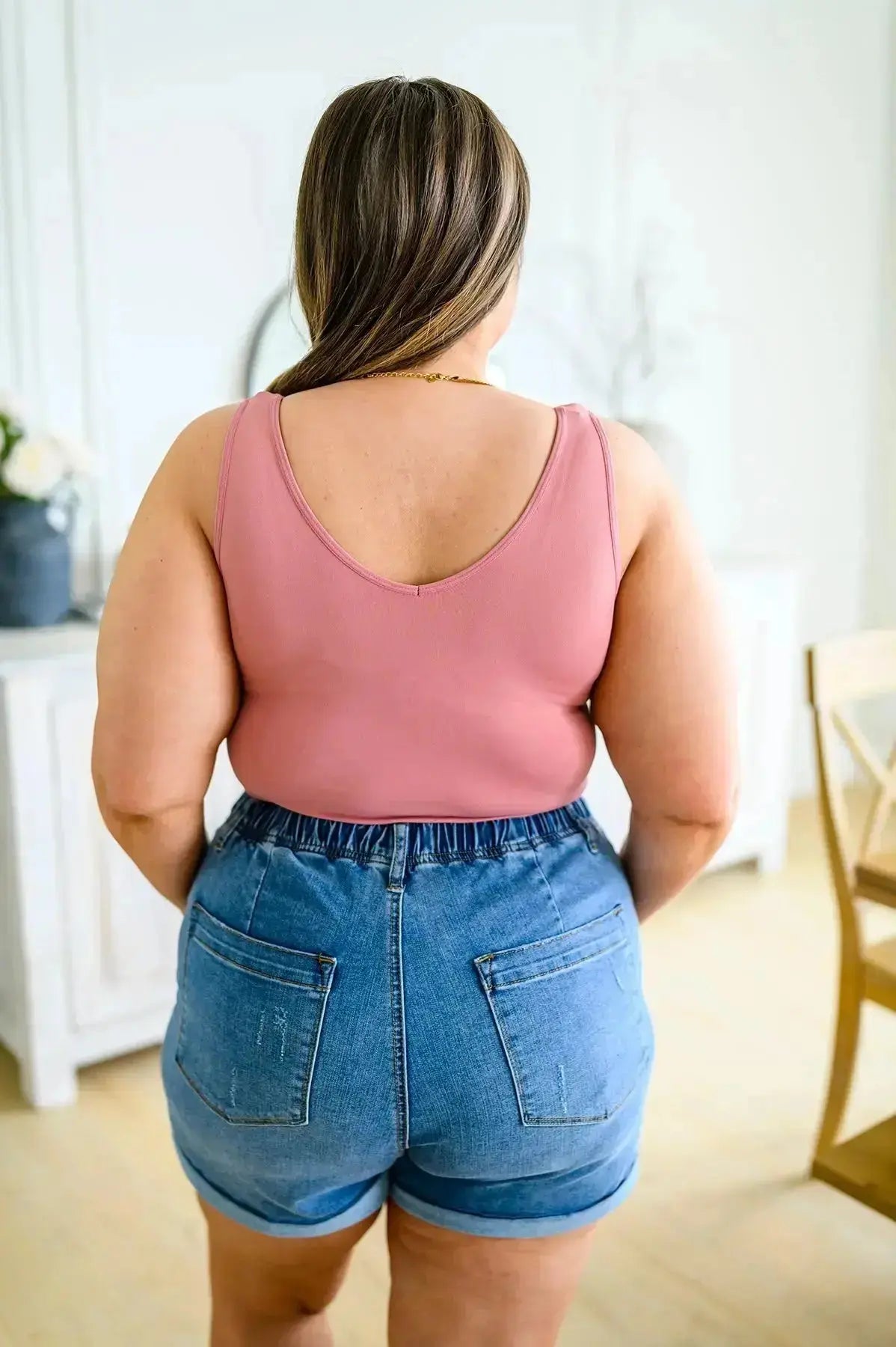 The Basics Reversible Longline Tank in Dusty Rose Womens Southern Soul Collectives