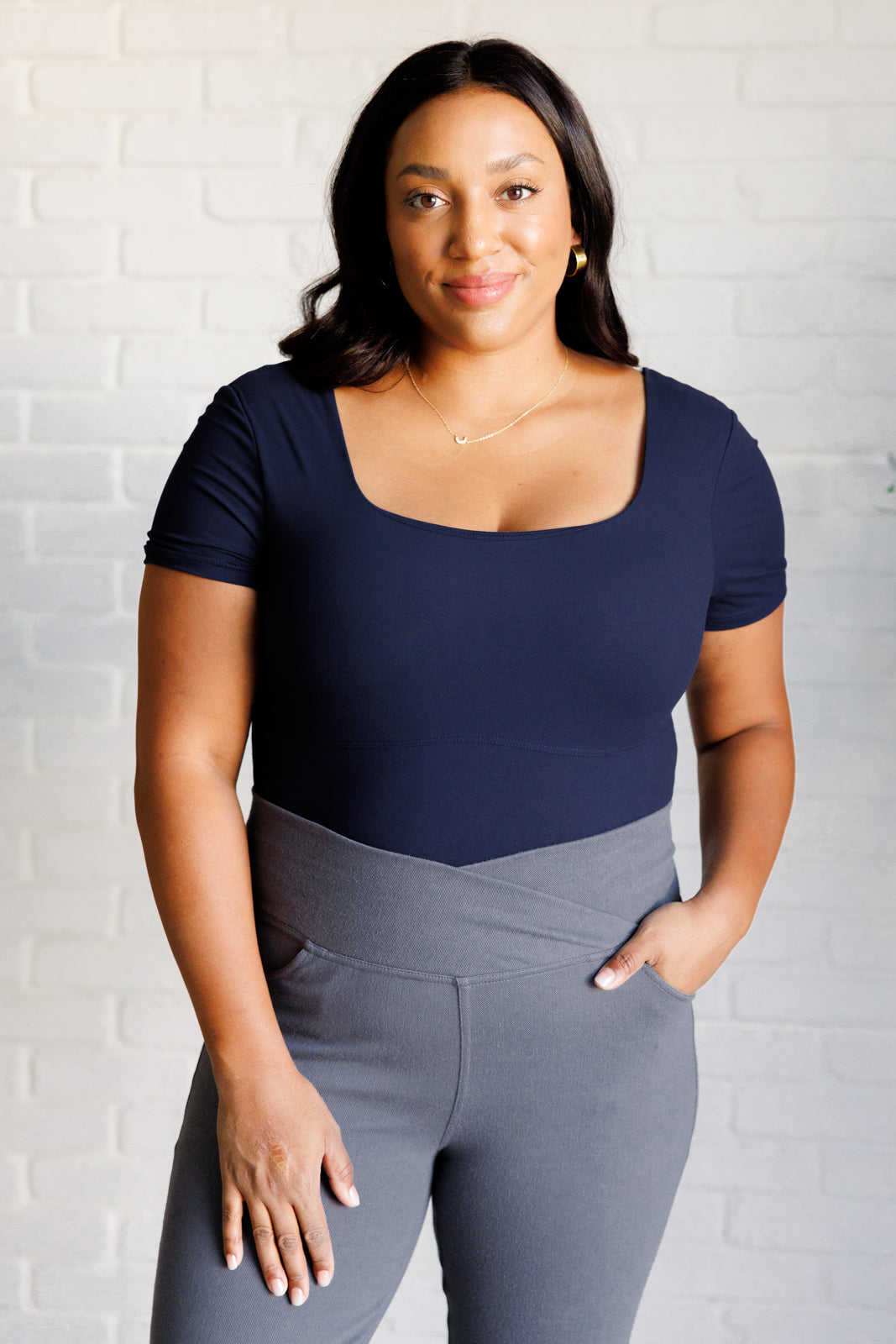 They're Not Like Us Square Neck Bodysuit in Navy Southern Soul Collectives