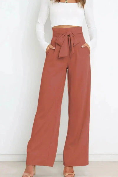 Tie Front Paperbag Wide Leg Pants  Southern Soul Collectives