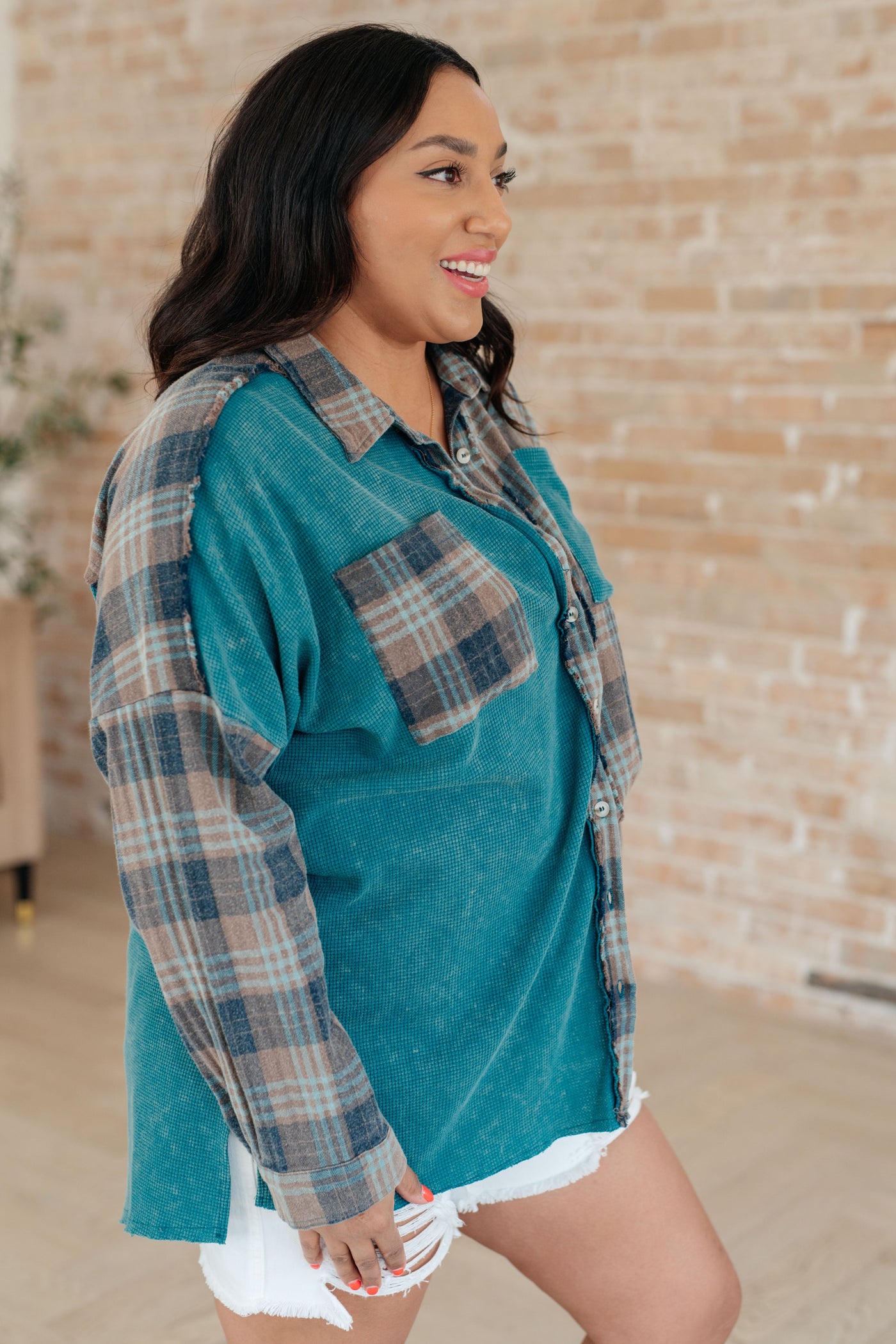 Tied for Time Thermal Plaid Button Up Womens Southern Soul Collectives