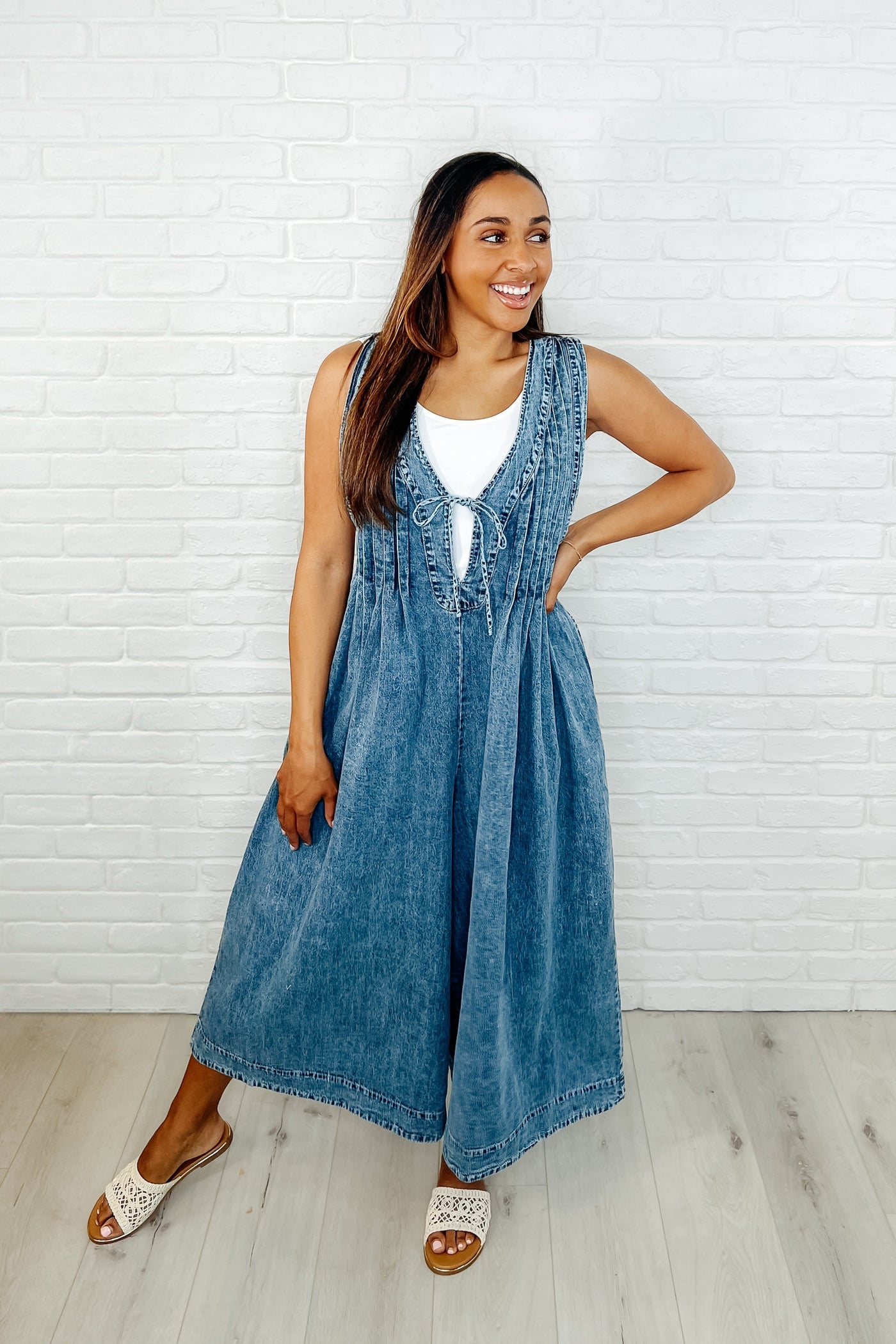 Too Cool For Fools Wide Leg Jumpsuit in Denim Southern Soul Collectives