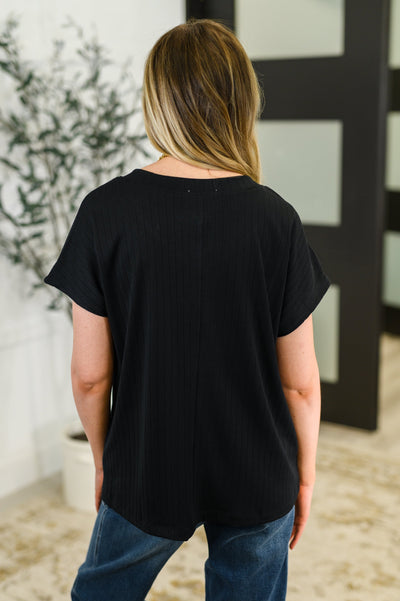 Top Shelf Basic V-Neck Ribbed Tee in Black Southern Soul Collectives