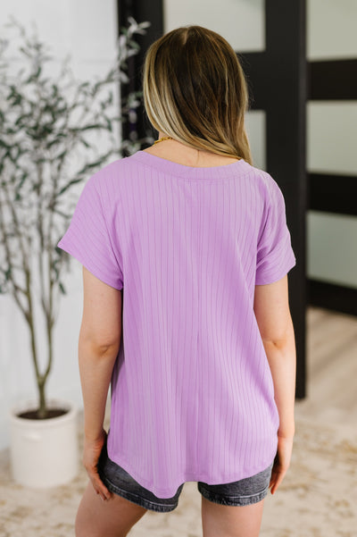 Top Shelf Basic V-Neck Ribbed Tee in Lavender Southern Soul Collectives